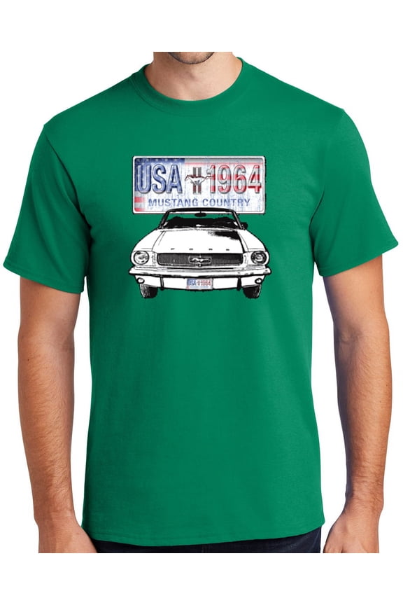 '64 Ford Mustang Country Cotton T-shirt, XL Kelly Green