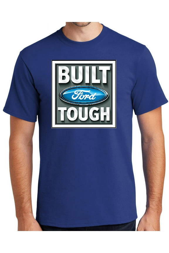 BUILT FORD TOUGH Cotton T-shirt, Large Deep Marine Blue - Tall