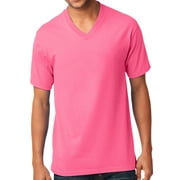 Buy Cool Shirts Casual mens V-neck Tee Shirt, 2XL Neon Pink