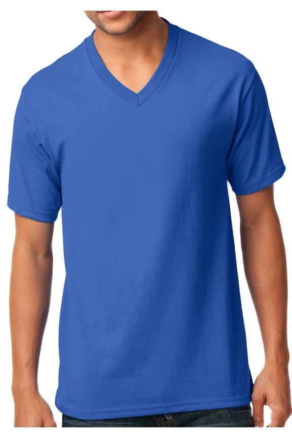 Casual mens V-neck Tee Shirt, Large Royal Blue