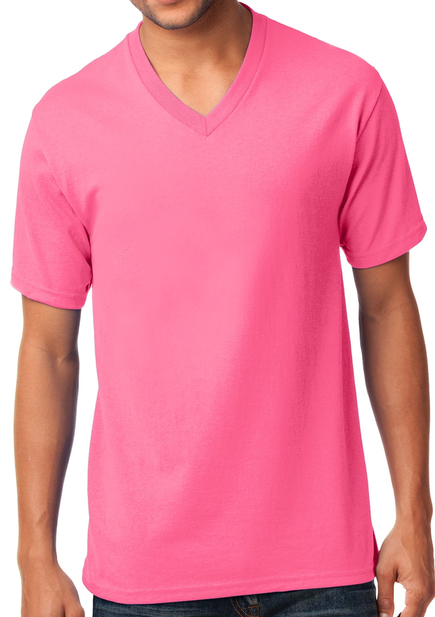 Cool Shirts 4XL Size Short Sleeve V Neck Casual Men s T Shirt Neon Pink Walmart
