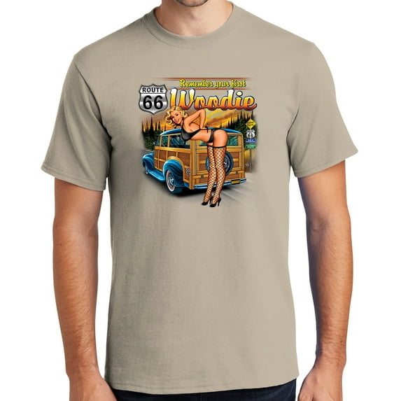 Buy Cool Shirts First Woodie Rt Route 66 Cotton T-shirt, 4XL Light Sand - Tall