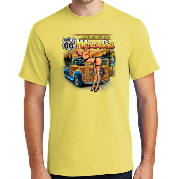 Buy Cool Shirts First Woodie Rt Route 66 Cotton T-shirt, 5XL Yellow