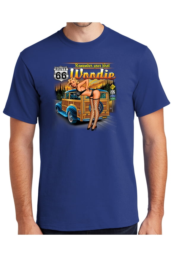 First Woodie Rt Route 66 Cotton T-shirt, XL Deep Marine Blue