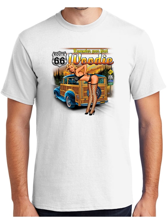 First Woodie Rt Route 66 Cotton T-shirt, XL White