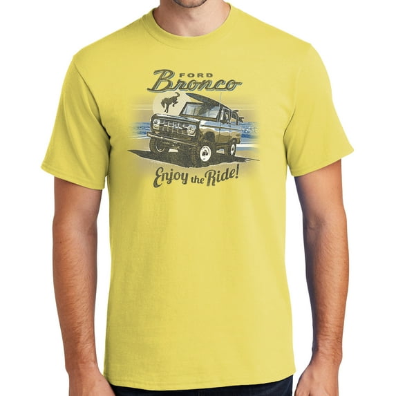 Buy Cool Shirts Ford Bronco Enjoy the Ride Cotton T-shirt, Large Yellow - Tall