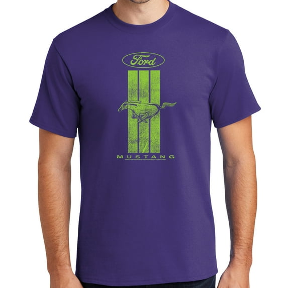 Buy Cool Shirts Ford MUSTANG GREEN STRIPE Cotton T-shirt, Medium Purple
