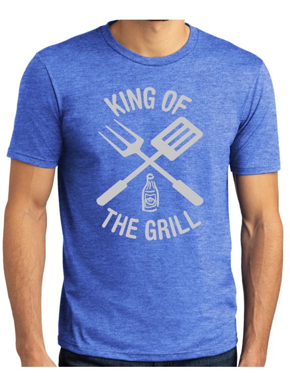 Mens KING OF THE GRILL BBQ T-shirt, Extra-Small Royal Frost