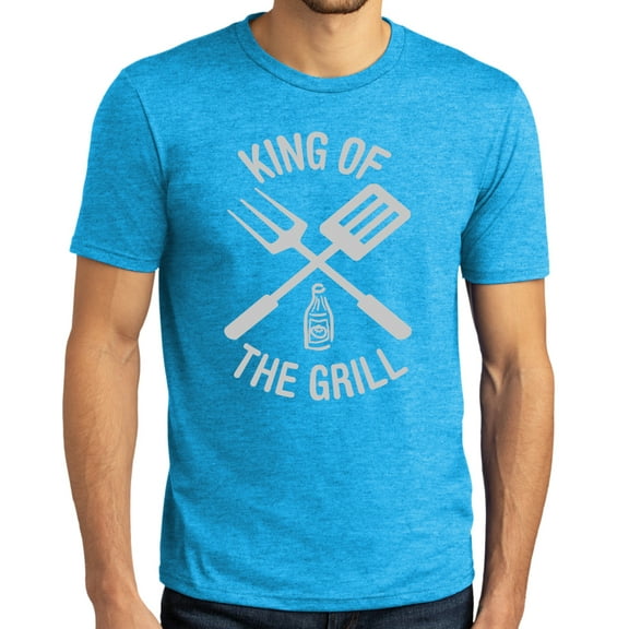 Buy Cool Shirts Mens KING OF THE GRILL BBQ T-shirt, Small Turquoise Frost