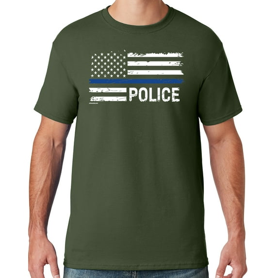 Buy Cool Shirts Mens Police Thin Blue Line T-shirt, 2XL Military Green