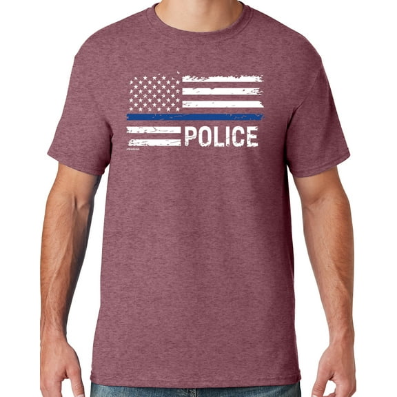 Buy Cool Shirts Mens Police Thin Blue Line T-shirt, 3XL Vintage Heather Maroon