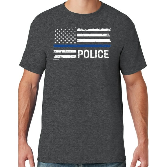 Buy Cool Shirts Mens Police Thin Blue Line T-shirt, 4XL Black Heather