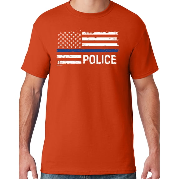 Buy Cool Shirts Mens Police Thin Blue Line T-shirt, 4XL Burnt Orange