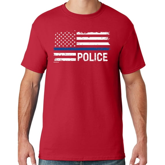 Buy Cool Shirts Mens Police Thin Blue Line T-shirt, 4XL True Red