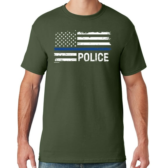 Buy Cool Shirts Mens Police Thin Blue Line T-shirt, Large Military Green
