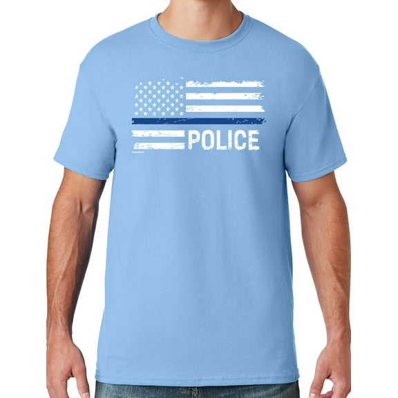Buy Cool Shirts Mens Police Thin Blue Line T-shirt, Medium Light Blue