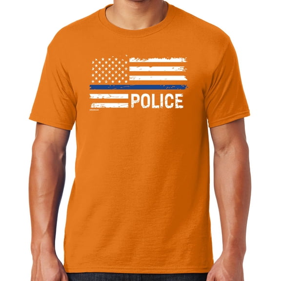 Buy Cool Shirts Mens Police Thin Blue Line T-shirt, Medium Tennessee Orange