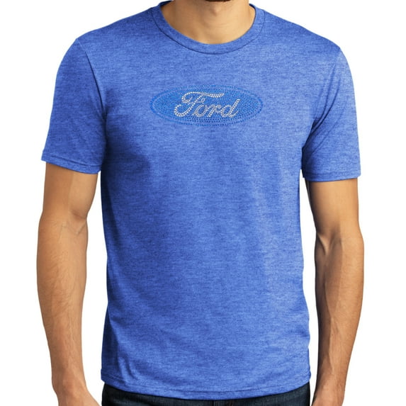 Buy Cool Shirts Mens Rhinestone FORD OVAL Logo T-shirt, Large Royal Frost