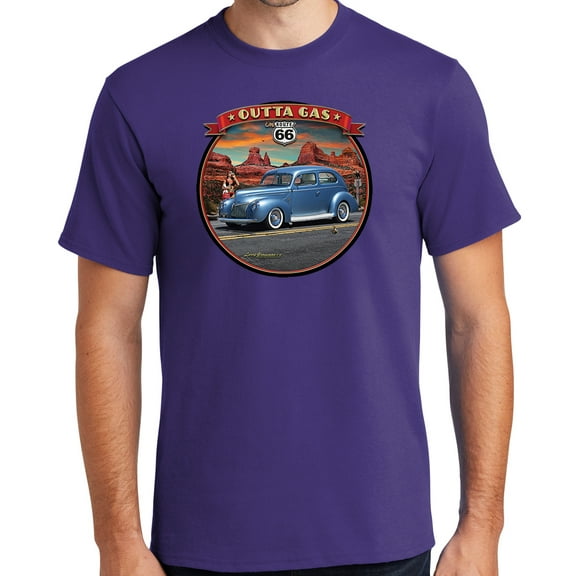 Buy Cool Shirts Outta Gas on Rt Route 66 Cotton T-shirt, 3XL Purple