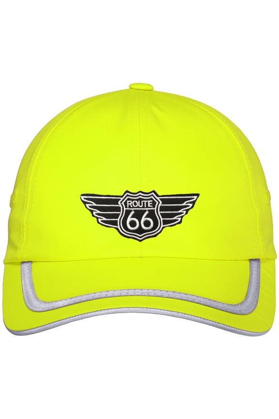 RT Route 66 Patch High Visibilty Hat Cap, Safety Yellow