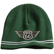 Buy Cool Shirts RT Route 66 Patch Striped Beanie Cap Hat, Forest Green/White