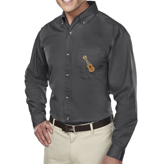 Buy Cool Shirts UKulele UKE PATCH Twill Shirt with Pocket, 5XL Charcoal - TALL