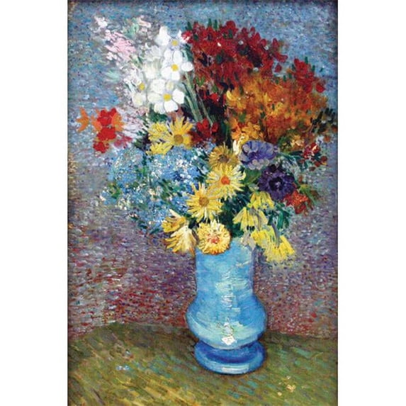 Buy Enlarge 0-587-25629-XC12X18 Flowers in a blue vase by Van Gogh- Canvas Size C12X18
