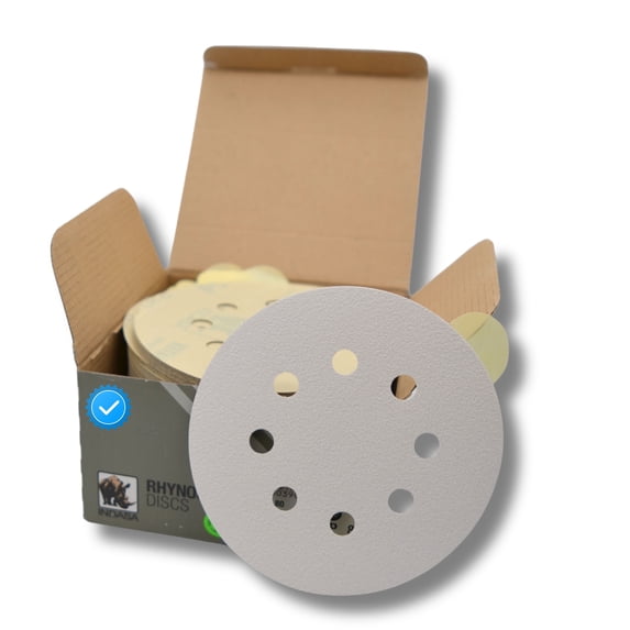 Buy Indasa 5" 8-Hole White Line Rhynostick PSA Sanding Discs – 56 Series (Grit 220, 100/Pack)