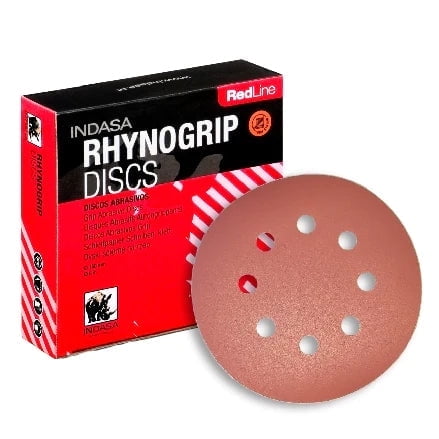 Buy Indasa 5-inch Rhynogrip Red Line 8-Hole Vacuum Sanding Discs – Grit 220 (550 Series, 50/Box)