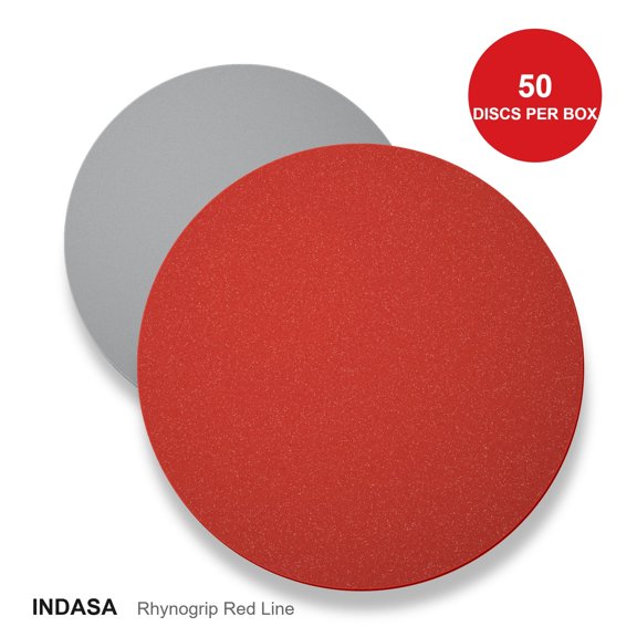 Indasa 6" Hook and Loop Sanding Discs, 60 Grit, 50 Count - Rhynogrip Red Line (620 Series)