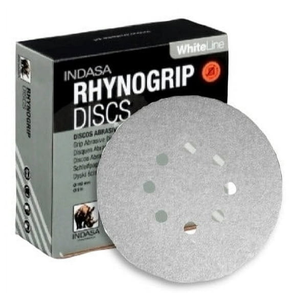 Buy Indasa 6" Rhynogrip White Line 8-Hole Vacuum Sanding Discs, 63 Series (50/Box, Grit 36–500)