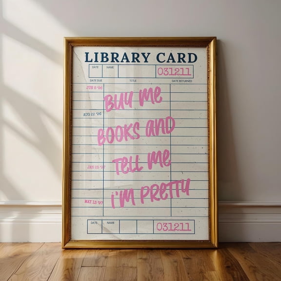 Buy Me Books Vintage Library Card Print Bookworm Decor Poster Decor, Unframed Poster Size 16x24 F03.1.22l696