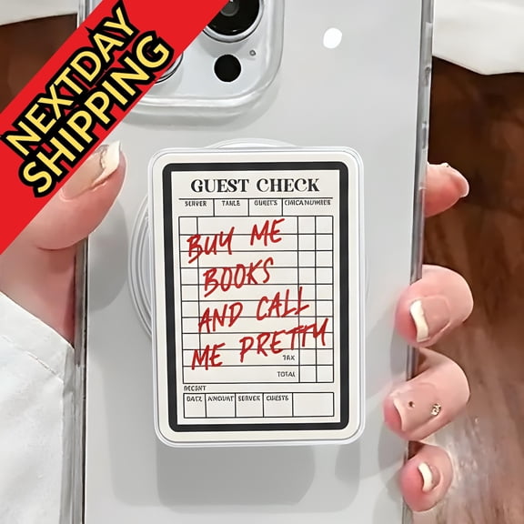 Buy Me Books and Call Me Pretty MagSafe Phone Grip; Cute Guest Check Magnetic Phone Holder, Fun Gift for Book Lovers, Quirky Phone Accessory