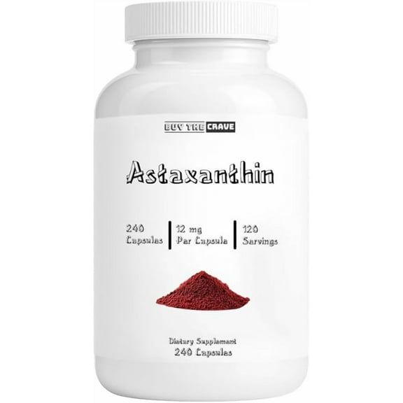 Buy The Crave Astaxanthin 12mg Extra Strength, Antioxidant Support, 240 Capsules (120 Servings), Gluten Free