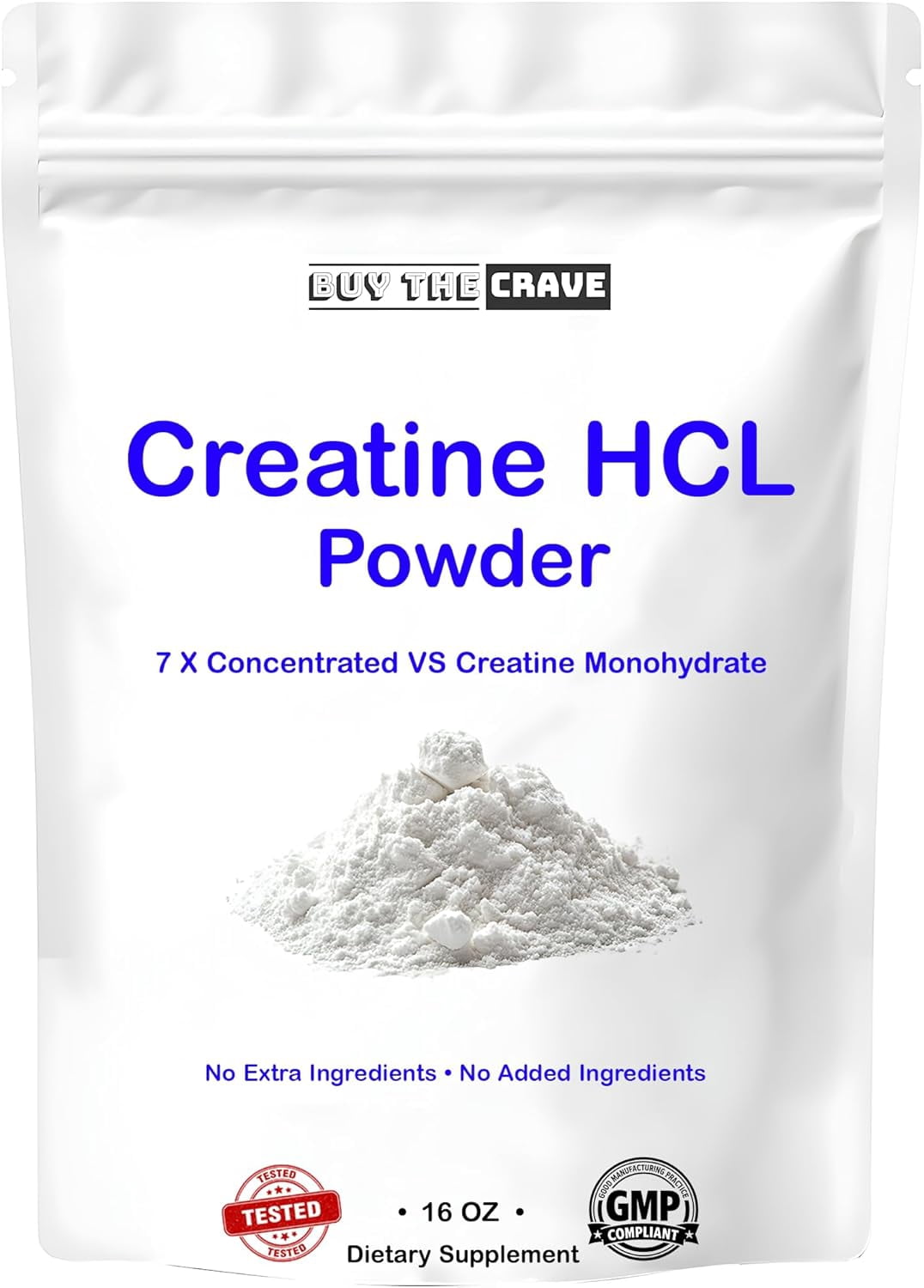 Buy The Crave Creatine HCL Powder, 16 oz – 1 Ingredient, Energy & Athletic Performance Support, 604 Servings