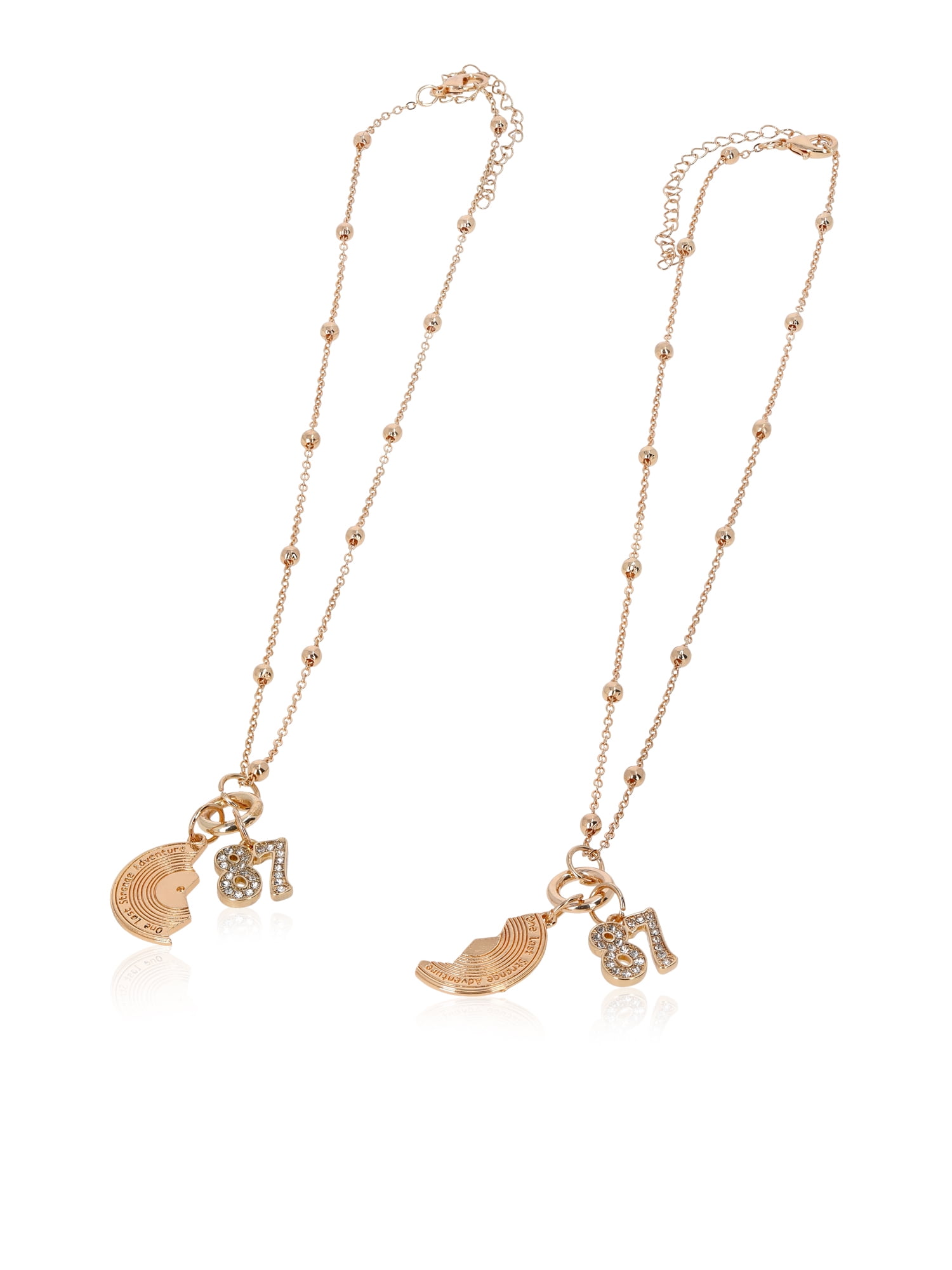 Netflix Stranger Things Gold-Tone Half Moon Charm Necklaces from No Boundaries, 2-Piece, Womens