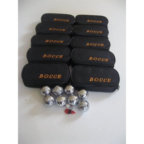 BuyBocceBalls Listing- 8 Ball 35mm Metal Mini Bocce/Petanque Set with Black Bag - 10 Pack