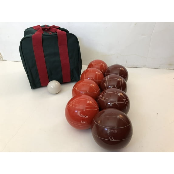 BuyBocceBalls Listing - EPCO Engraved Bocce Package - 110mm Rustic Orange and Dark Red Balls with Engraving