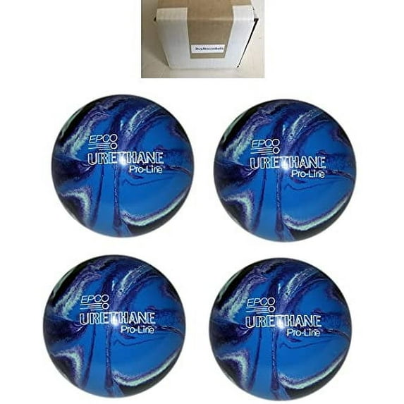 BuyBocceBalls New Listing - (4 1/2 inch- 2lbs. 6oz.) Pack of 4 EPCO Candlepin Bowling Balls - Urethane - Purple, Blue & Mint