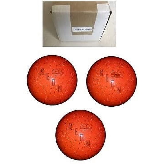 BuyBocceBalls New Listing - (4 3/4 inch- 3lbs. 6 oz.) Pack of 3 EPCO Duckpin Bowling Balls - Neon Speckled - Orange