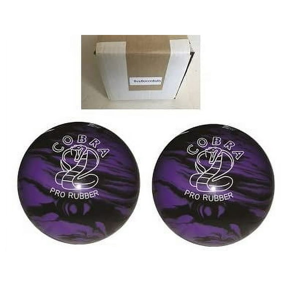 BuyBocceBalls New Listing (4 3/4 inch- 3lbs. 8oz.) - 2 Balls - EPCO Duckpin Bowling Ball - Cobra Pro Rubber - Lavender & Black