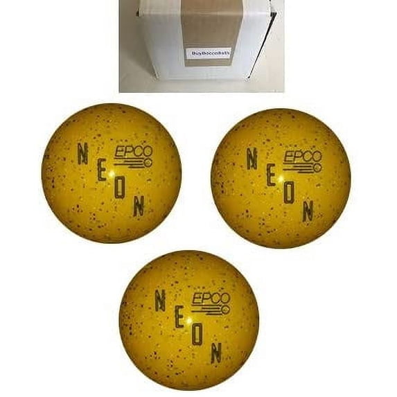 BuyBocceBalls New Listing - (4 7/8 inch- 3lbs. 12 oz.) Pack of 3 EPCO Duckpin Bowling Balls - Neon Speckled - Yellow