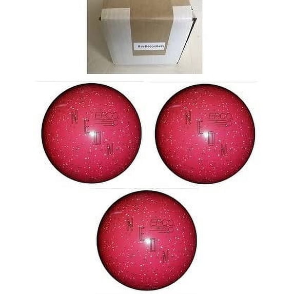 BuyBocceBalls New Listing - (4 7/8 inch- 3lbs. 8 oz.) Pack of 3 EPCO Duckpin Bowling Balls - Neon Speckled - Magenta