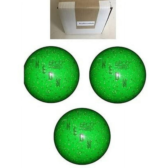 BuyBocceBalls New Listing - (5 inch- 3lbs. 12 oz.) Pack of 3 EPCO Duckpin Bowling Balls - Neon Speckled - Green