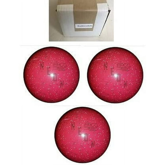 BuyBocceBalls New Listing - (5 inch- 3lbs. 12 oz.) Pack of 3 EPCO Duckpin Bowling Balls - Neon Speckled - Magenta