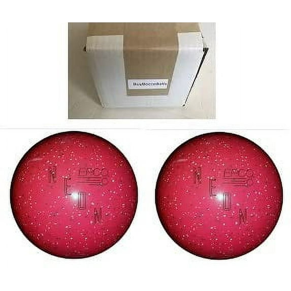 BuyBocceBalls New Listing - (5 inch- 3lbs. 8 oz.) Pack of 2 EPCO Duckpin Bowling Balls- Neon Speckled - Magenta