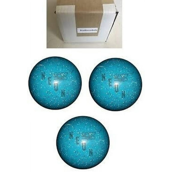 BuyBocceBalls New Listing - (5 inch- 3lbs. 8 oz.) Pack of 3 EPCO Duckpin Bowling Balls - Neon Speckled - Blue
