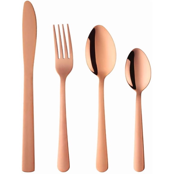 BuyGo Silverware Set Flatware Set Stainless Steel Dinnerware Set 4-Piece Cutlery Set, Service for 1, Rose Gold