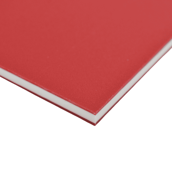 BuyPlastic King ColorCore Plastic Sheet 1/2" x 24" x 48" Red-White-Red Color Core , HDPE Board, High Density Polyethylene Panel
