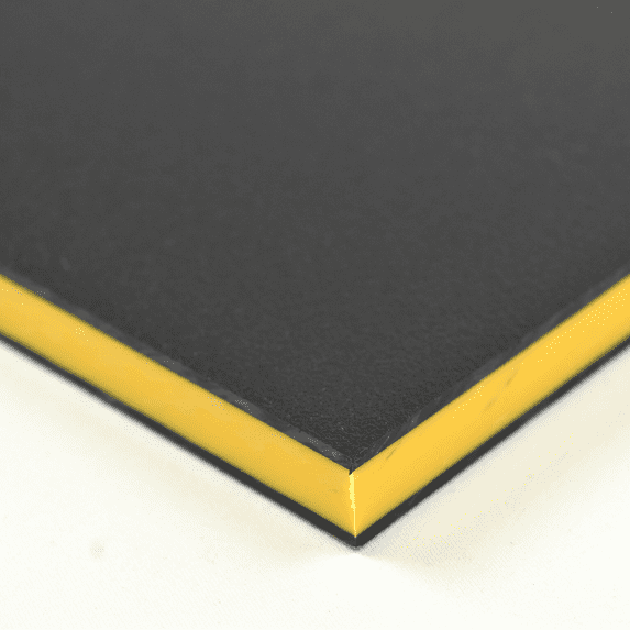 BuyPlastic King ColorCore Plastic Sheet 1/4" x 12" x 12" Black-Yellow-Black Color Core , HDPE Board, High Density Polyethylene Panel